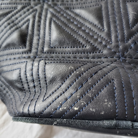 Rachel Roy & Jessica Stam Navy Leather Bucket Bag with Bronze-Gold - Picture 6 of 11